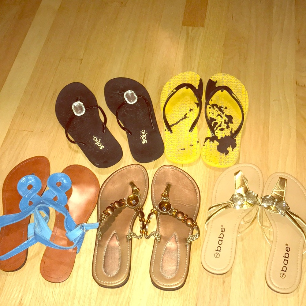 Lot of 5 slippers/sandals size 7-7.5